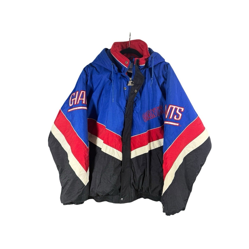 XL Starter Jacket Men New York Giants Baggy Puffer Full Zip Hood 90s‎ Y2K NFL